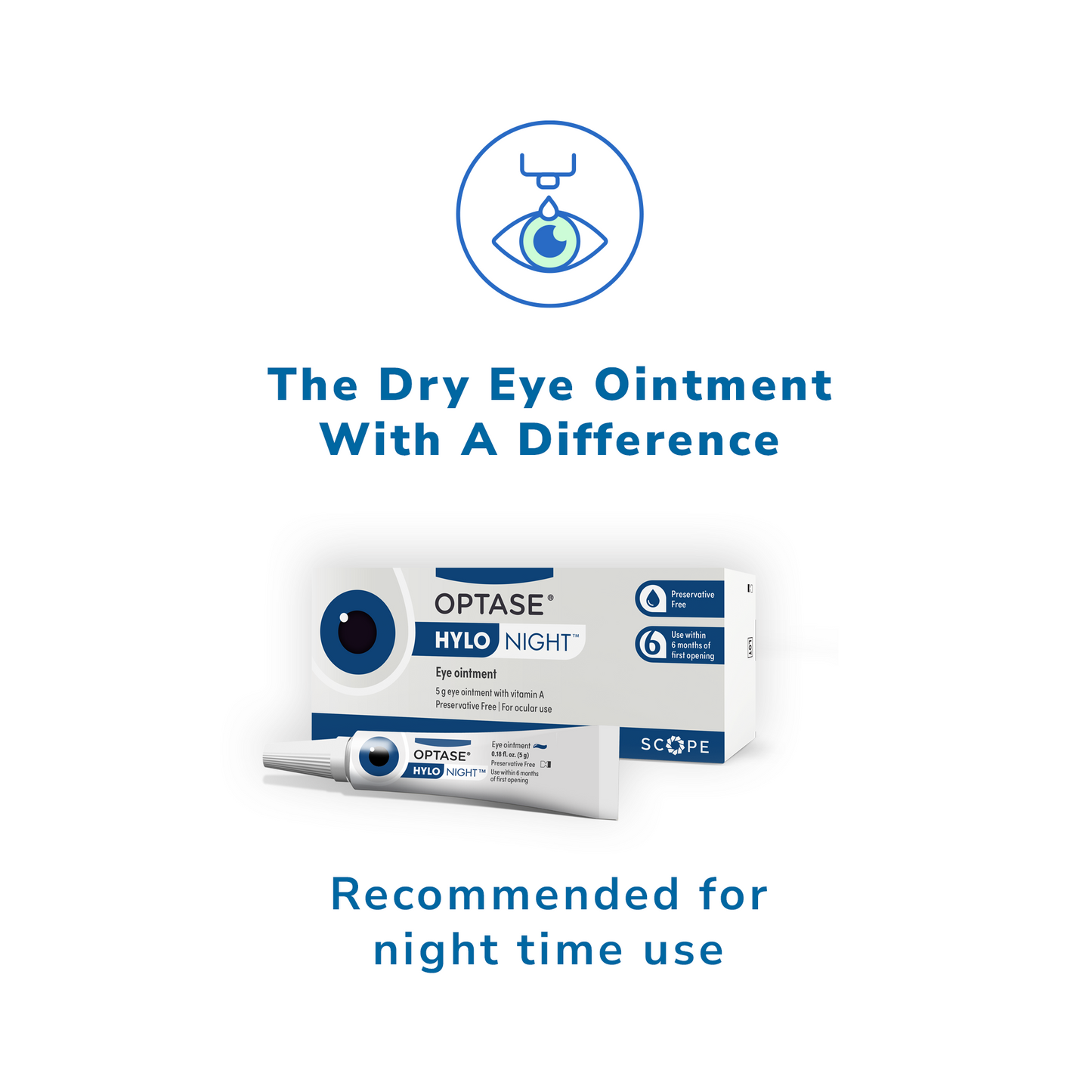 Optase Hylo Night Ointment Preservative-Free 300 uses (5g Tube)